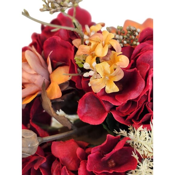 Artificial Fall Floral Bouquet Burgundy Hydrangeas & Orange Sunflowers | Rustic - Picture 10 of 15